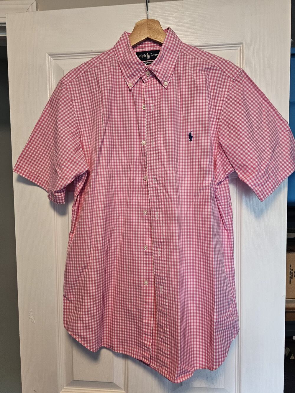 Ralph Lauren Shirt Mens M Button Down Pink Checkered